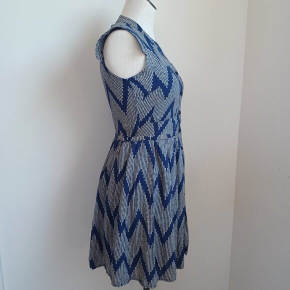 Anthropologie 11 1 TYLHO West Street Dress Blue Chevron Zig Zag Print Womens XS - Picture 9 of 15